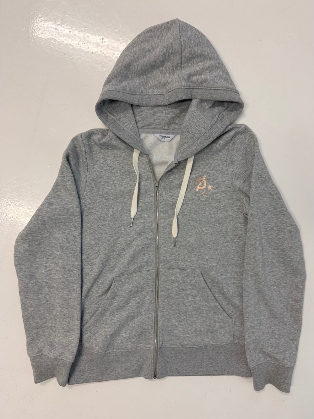Peloton Grey Zip-Up Hooded Jacket with Logo and Star small